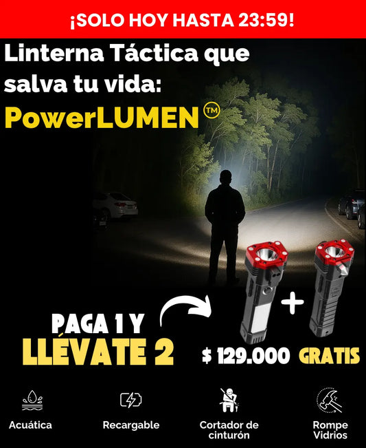 PAGA 1 y LLÉVATE 2 - Linterna Indestructible Súper Potente 6 en 1 PowerLUMEN™